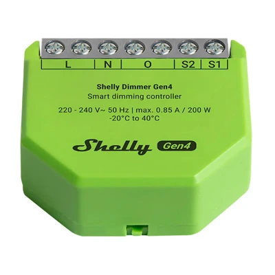 Shelly Dimmer Gen4 světle zelený inteligentní stmívač s podporou Zigbee/Matter