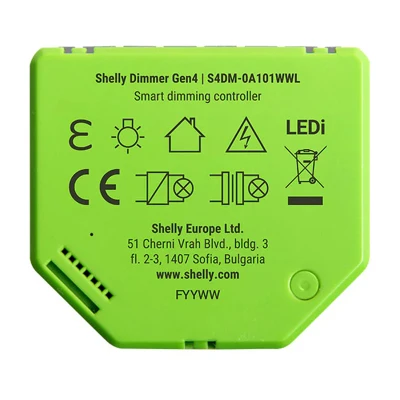 Shelly Dimmer Gen4 světle zelený inteligentní stmívač s podporou Zigbee/Matter
