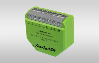 Shelly Dimmer Gen4 světle zelený inteligentní stmívač s podporou Zigbee/Matter