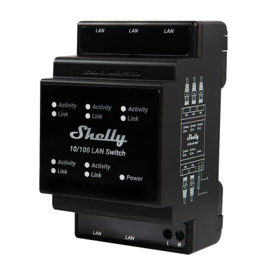 Shelly LAN Switch černý 5portový ethernetový přepínač