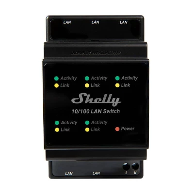 Shelly LAN Switch černý 5portový ethernetový přepínač