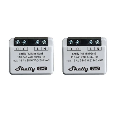 Shelly Sada 2 ovladačů PM Mini Gen3 Shelly Sada 2 ovladačů PM Mini Gen3