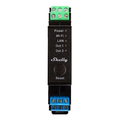 Shelly Pro 2PM WiFi/LAN 2kanálové relé na DIN lištu s měřením spotřeby