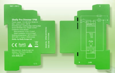 Shelly Inteligentní spínač na lištu DIN Pro Dimmer , 1 kanál