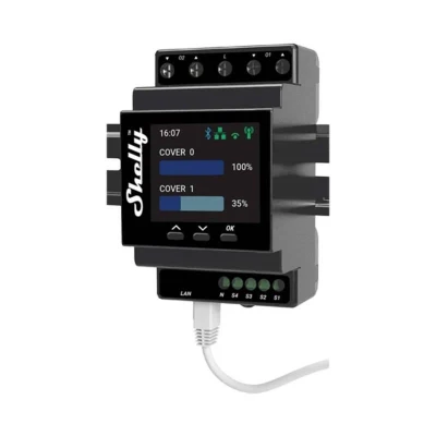 Shelly Pro Dual Cover PM černá DIN lištová dvojitá WiFi řídicí jednotka s měřením výkonu