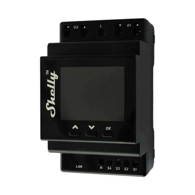 Shelly Pro Dual Cover PM černá DIN lištová dvojitá WiFi řídicí jednotka s měřením výkonu