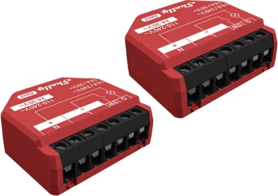 Shelly 1PM Gen3 červená sada 2 chytrých WiFi/Bluetooth spínačů