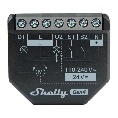 Shelly 2PM Gen4 Zigbee/Matter černé chytré dvoukanálové relé
