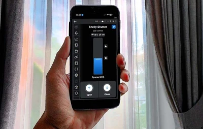Shelly Shutter + BLU Button Tough 1 černý WiFi ovladač žaluzií/záclon