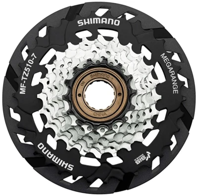 Shimano 7-kolo MF-TZ510 14-34 zubů Megarange, s krytem paprsků, v krabičce