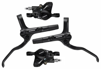 Shimano brzda kotoučová MT200 černá, přední + zadní komplet bez kotoučů / černé hadice Shimano brzda kotoučová MT200 černá, přední + zadní komplet bez kotoučů / černé hadice