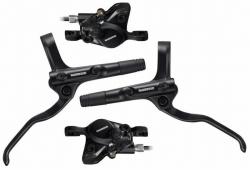 Shimano brzda kotúčová MT201 čierna, predná + zadná komplet bez kotúčov, čierne hadice, v krabičke