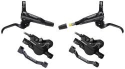 Shimano brzda kotúčová MT501 čierna predná a zadná komplet bez kotúčov, čierne hadice (zadný J-kit)