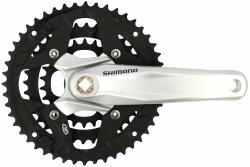 Shimano kľuky Alivio FC-M431-S 170mm, 48x38x28 zubov, strieborné, bez krytu, 9 speed, pre os štvorhran