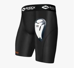 Shock Doctor 221 černé kompresní šortky s Bio-Flex suspenzorem Shock Doctor 221 černé kompresní šortky s Bio-Flex suspenzorem