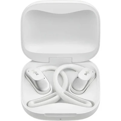 Shokz OpenFit Air Bluetooth, bezpečná sportovní sluchátka, bílá