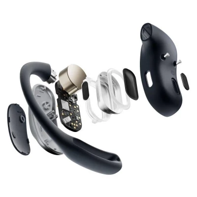 Shokz OpenFit Air Bluetooth, bezpečná sportovní sluchátka, černá