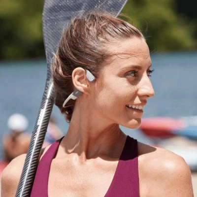 Shokz OpenRun Bluetooth sluchátka před uši, šedá
