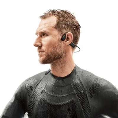 Shokz OpenSwim černá bezdrátová sportovní sluchátka s přehrávačem hudby