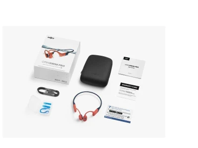 Shokz OpenSwim Pro – bezpečná sluchátka / 32GB, duální mód Bluetooth+MP3, červená