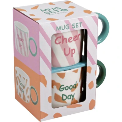 Siaki Sada hrnků porcelán 2 ks 380 ml růžová / oranžová