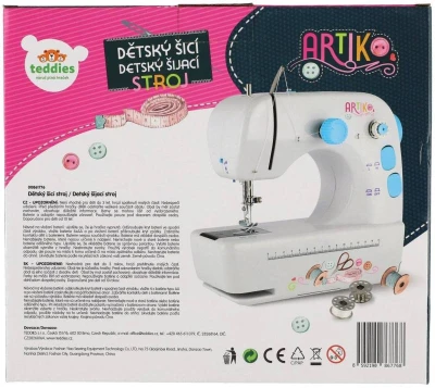 Šicí dětský stroj 25cm set s doplňky kovový na trafo / baterie Světlo Zvuk