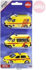 Siku Auta žlutá Ambulance ČR set 3ks model kov blister 1825 Siku Auta žlutá Ambulance ČR set 3ks model kov blister 1825