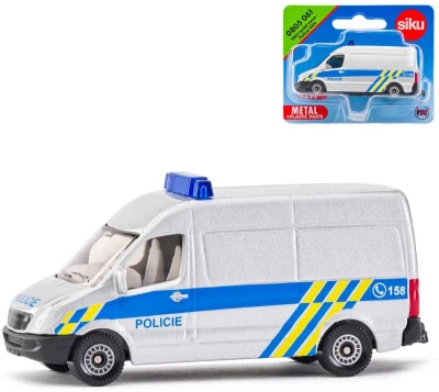 Siku Auto Van česká Policie stříbrná dodávka CZ design kovový model Siku Auto Van česká Policie stříbrná dodávka CZ design kovový model