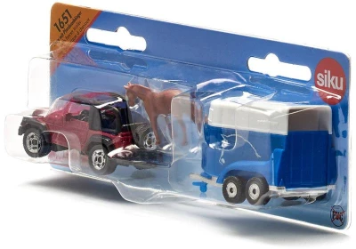 Siku Blister Auto terénní vůz set s přívěsem a koněm kovový model 1651