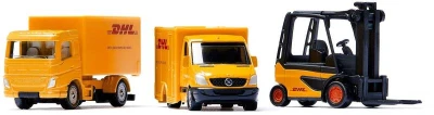 Siku Logistický set 2 vozidla DHL s vysokozdvižným vozíkem a doplňky kov 6335