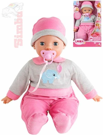 Simba Baby panenka Laura interaktivní miminko na baterie set s doplňky Zvuk