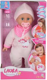 Simba Baby panenka miminko Laura 38cm set s lahvičkou na baterie Zvuk