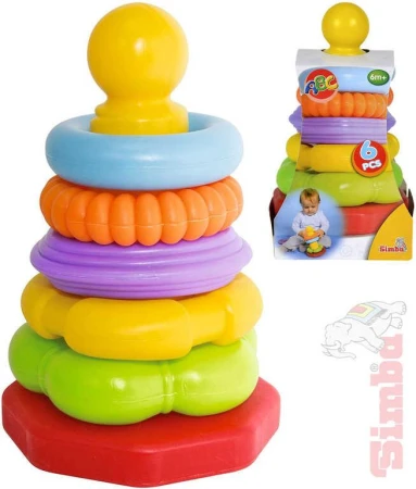 Simba Baby pyramida navlékací věžička 20cm s kroužky plast pro miminko Simba Baby pyramida navlékací věžička 20cm s kroužky plast pro miminko