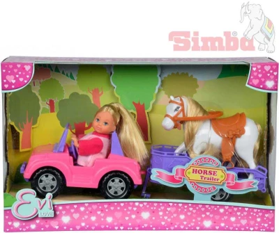 Simba Evi Love panenka Evička 12cm set s džípem a přívěsem pro koně Simba Evi Love panenka Evička 12cm set s džípem a přívěsem pro koně