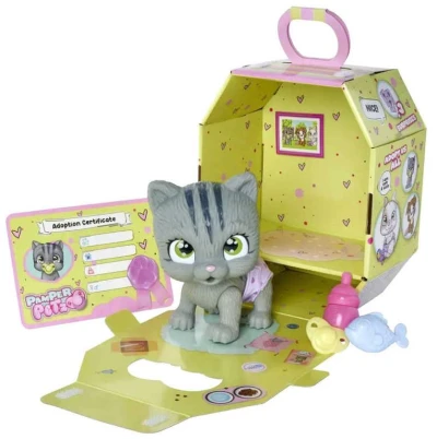 Simba Kočička Pamper Petz set zvířátko mláďátko s doplňky pije čůrá 3 překvapení