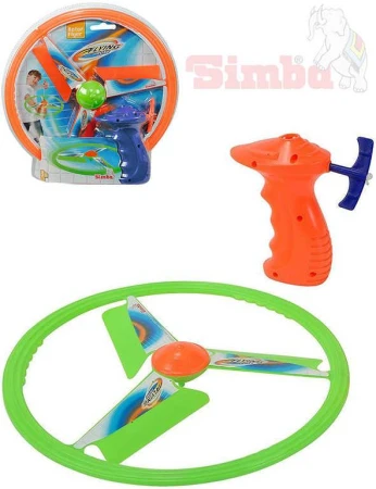 Simba Létající disk barevný na natažení 27cm na šňůrku 2 barvy plast