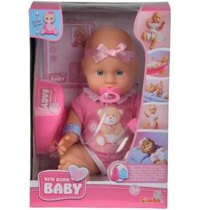 Simba New Born Baby Panenka miminko pije čůrá set s doplňky