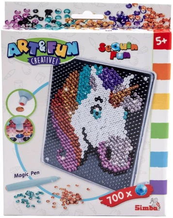 Simba Obrázek třpytivý z flitrů 700ks jednorožec 18x18cm kreativní sada