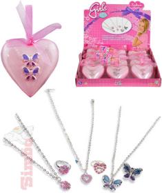 Simba Set prstýnek + náhrdelník dětská bižuterie v doze srdíčko plast různé druhy