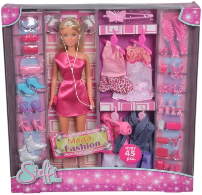 Simba Velká sada panenka Steffi Love s oblečky a doplňky 45ks Mega Fashion