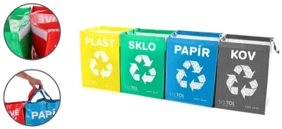 SIXTOL Tašky na triedený odpad SORT EASY 4 METAL, 30x30x40cm, 4x36l, 4ks
