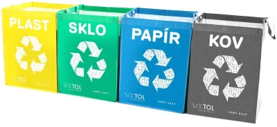 SIXTOL Tašky na tříděný odpad SORT EASY 4 METAL, 30x30x40cm, 4x36l, 4ks SIXTOL Tašky na tříděný odpad SORT EASY 4 METAL, 30x30x40cm, 4x36l, 4ks