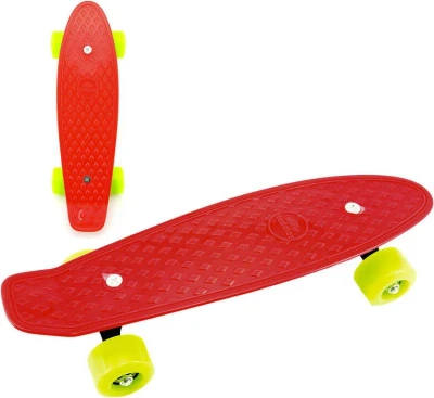 Skateboard dětský pennyboard červený 43cm plastové osy zelená kola Skateboard dětský pennyboard červený 43cm plastové osy zelená kola