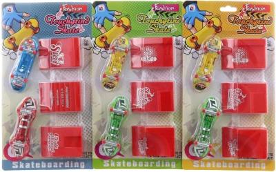 Skateboard prstový 2ks set se 3 rampami na baterie Světlo 3 druhy