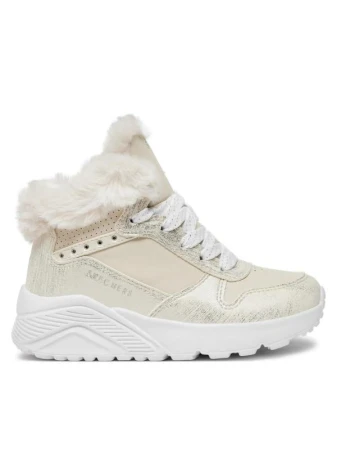 Skechers Uno Lite Comfurt Collar natural dětské zimní boty