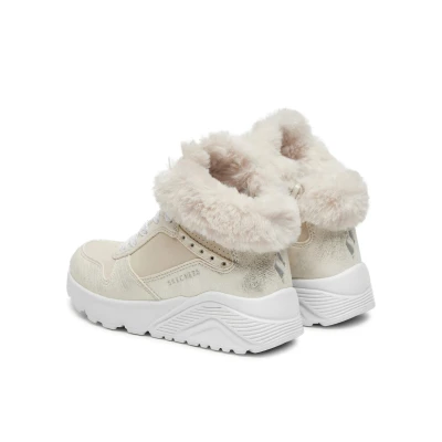 Skechers Uno Lite Comfurt Collar natural dětské zimní boty
