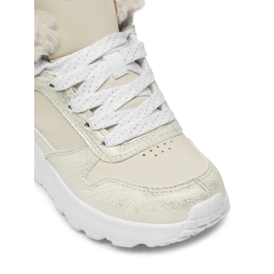 Skechers Uno Lite Comfurt Collar natural dětské zimní boty