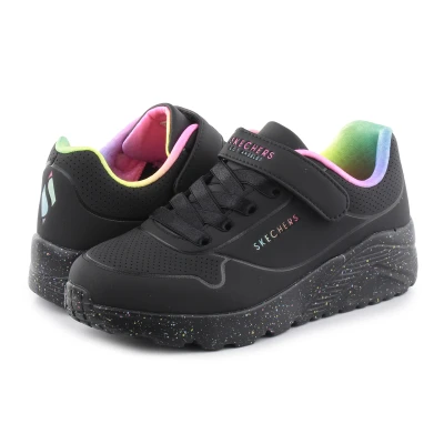 Skechers Uno Lite Rainbow Specks K black/multi rainbow dětské tenisky