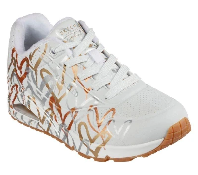 Skechers Uno Metallic Love W white/gold dámské tenisky