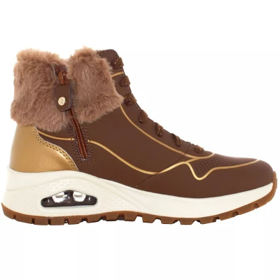 Skechers Uno Rugged Zip Up taupe/gold dámské zimní boty